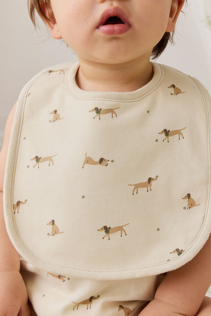 Baberos 100% Algodón Pima Bordado - Crema Perritos