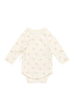 Enterizo con Botones y Bordado - Crema Flores